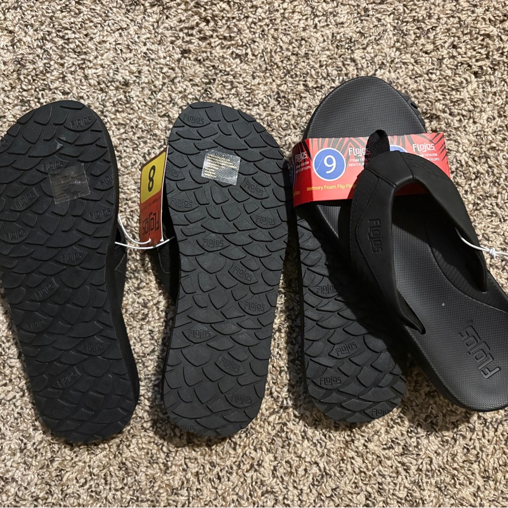 Flojos Men’s Black Comfort Flip Flops - Size 9 - Picture 3 of 3